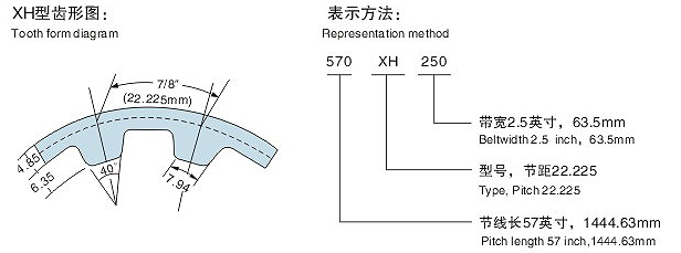 XH同步帶齒形圖